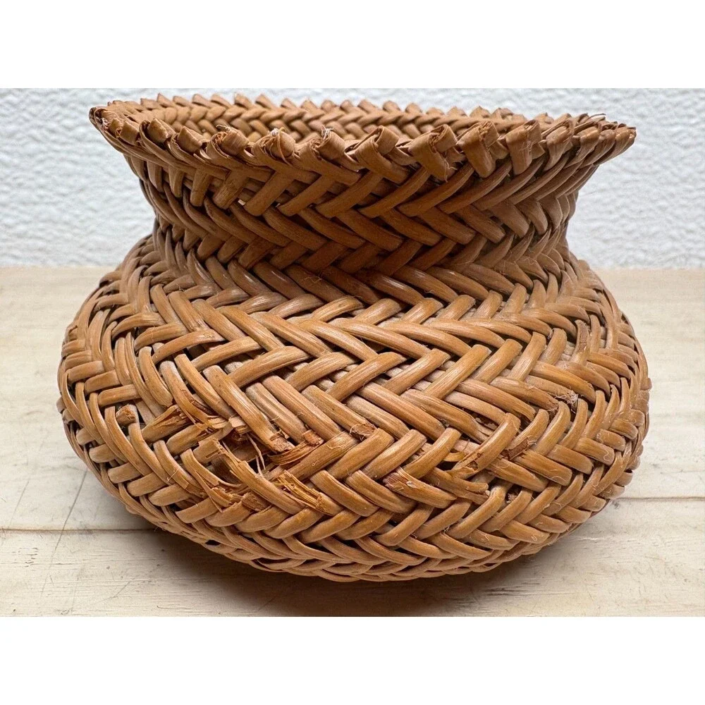 Vtg Set Of 2 Tarahumara Pine Needles Basket Handmade IN USA